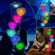 Solar Wind Chimes, LED Heart Color Changing Hanging Lights Outdoor Indoor Wat...
