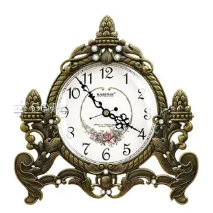 台鐘歐式復古金屬座鐘客廳鐘錶裝飾擺件台鐘時尚靜音創意臥室石英鐘錶YXS 【年終特惠】