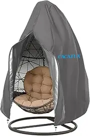 CACATUA Egg Chair Cover with Zipper, Waterproof Patio Swing Chair Cover, Heavy Duty Weatherproof, Windproof Outdoor Chair Cover, 190x115cm