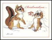 Greeting Card - Chipmunk - Linda K. Powell - Christmas 0563