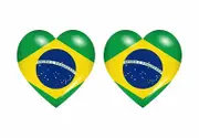 akachafactory 2x Stick sticker flag heart BR Bresil