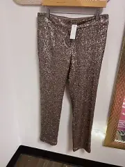 NEW Ann Taylor Gold Pocket Sparkly Shiny Sequin Ankle Pants Size 4