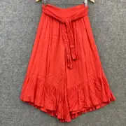 NEW Seed Heritage Pants Womens 6 Red Cropped Wide-Leg Pockets Viscose 14301