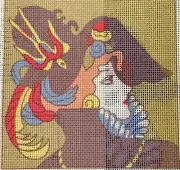 Needlepoint Canvas Hand Stitch Painted C7 Victorian Lady 14 Count Mono Zweigart