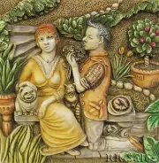 New Loves Labours Harmony Kingdom Byrons Secret Garden Picturesque Tile PXGD3 BX