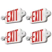 FREELICHT 4 Pack Red Exit Sign with Emergency Lights, Two LED Adjustable Head...