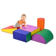 Costway 5pcs Soft Foam Blocks Crawl Climb Playset Building Block Indoor Activity Toys Safe Gift