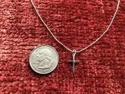 Solid .925 Sterling Silver Cross Pendant Lucky Charm & Snake 925 Chain Necklace
