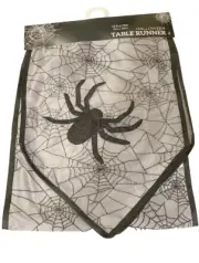 Halloween Spider Table Runner 13x72" Webs Spooky Scary Black Gray Party Liberty
