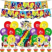 Teletu Baby Party Supplies 30PCS Teletu Baby Kids Birthday Party Decorations Teletu Baby Theme Decoration Set Including Happy Birthday Banner Cake Topper Cupcake Toppers Balloons Decorations