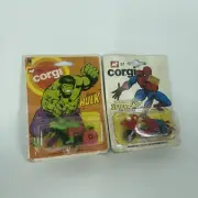 Corgi 100 The Incredible Hulk Trike Original Blister Card Rare & Corgi 57 Spider