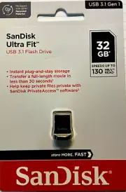 SanDisk 32GB Ultra Fit USB 3.1 Low-Profile Flash Drive