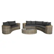 FurnitureOkay Viera 5-Piece Wicker Outdoor Modular Lounge Setting