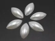 200 Pure White Acrylic Horse Eye Half Pearl Bead 7X15mm Flatback Cabochon