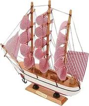 ERINGOGO Nautical Boat Model Ornament Mediterranean Style Decor Wooden Sailing Ship Decor Random Color