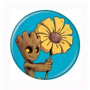 Guardian of the Galaxy Groot with Daisy Button Blue