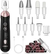 AOMEES Electric Manicure, Electric Nail Cutter Set, Manicure Pedicure Set Foot Care Electric with 9 Attachments for Nail Care, with 5 Speeds, LED Light, Storage Bag (Black)