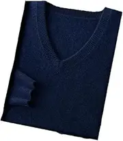 [Hamthuit] Men Slim Fit Knitted Pullover Sweater Classic V-Neck Knitted Pullovers Business Casual Warm Jumper Jersey Sweater