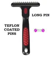 Pet Grooming TEFLON COATED STEEL LONG PIN UNDERCOAT COAT HAIR RAKE Tool Dog Cat