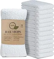 Softolle Kitchen Towels, Pack of 12 Bar Mop Towels -16x19 Inches -100% Cotton White Super Absorbent Towels, Multi-Purpose for Home and Bar Cleaning (White)