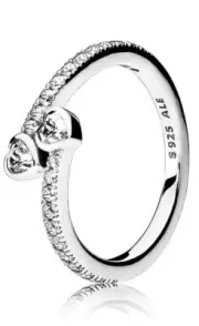 Pandora S925 With CZ Two Sparkling Hearts Infinite Love Ring 191023CZ-52 Size 6