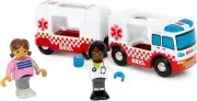 BRIO World 36035 Rescue Ambulance Train Set Accessory Lights and Sounds New Toy