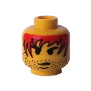 1 LEGO Minifigure Head with Serious Expression, Red Hair and Stubble 35