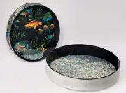 REMO PERCUSSION - 12 Inch Ocean Drum Pre-tuned, Metal Beads, Fish Graphic