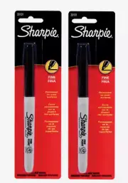 2 ~ Sharpie FINE TIP Black PERMANENT MARKER 1pk Thin Line Water Resistant 30101