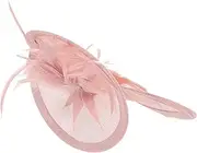 [WRITWAA] Tea Party Fascinator Headband for Women Vintage Mesh Veil Headpiece for Weddings Bridal Parties and Church Events Elegant Lightweight Design Blush