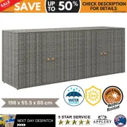 Garden Storage Cabinet Grey 198x55.5x80 cm Poly Rattan Garage Tool Sheds Shelf