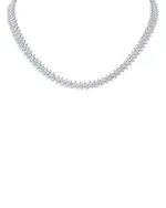 Kenneth Jay Lane Alternating Marquise Cut Cubic Zirconia Tennis Necklace in Rhodium Plated, 16
