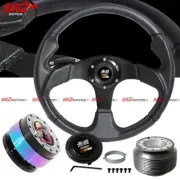 350mm Jet Black Steering Wheel + NeoChrome Quick Release + Hub For Rsx Accord (for: Honda)