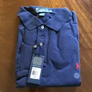POLO RALPH LAUREN COTTON MESH POLO BIG & TALL Newport Blue Long Sleeve 3XB NWT
