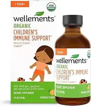 Wellements Organic Children's Immune Support Syrup, Orange Flavor, Vitamin C & Zinc for Kids & Toddlers, 4 Fl Oz, Free from Dyes, Parabens, and Unecessary Preservatives