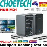 Choetech HUB-M21 USB-C 15-in-1 Docking Station 3x HDMI 4K Video Output Laptop