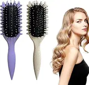 Yharnamite 2 Pcs Define Styling Brush, Bounce Curl Brush, New Curly Hair Brush, Bounce Curl Defining Brush for Men, Women, Shaping and Defining Curls (Purple + Beige)