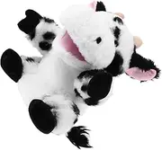 Cow Cartoon Plush Hand Puppet Movable Mouth Interactive Storytelling for Imaginative Play Soft Animal Puppet for Present for Birthdays and Holidays