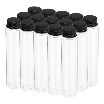 110ml Plastic Test Tubes with Screw Caps, 15Pcs 151x34mm Flat Bottom, Black