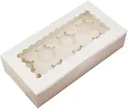 AIMALL Cupcake Box 1/2/4/8/12 Holes Window Face Cases for Party Wedding Muffin Baking - Sturdy, Foldable Packaging for Pastries and Treats