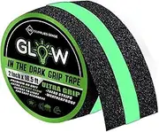 Anti-Slip Grip Tape Strips 2"x16.5ft, Non-Slip Traction Tape, Weatherproof Safety Adhesive Grip Treads with Glow in the Dark Strip, In/Outdoor Abrasive Tape for Stairs, Non-Skid Steps - Supplies Sens