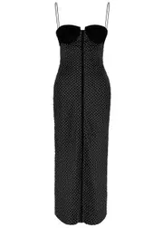 Nafsika Skourti Eclipse Embellished Satin Midi Dress - Black - 14 14