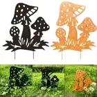 Outdoor Rustic Metal Mushroom Stake Silhouette Sunlight Resistant Decoration