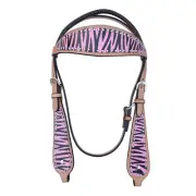 77BH HILASON Western Horse Leather Headstall Tack Zebra