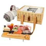 Wicker Picnic Basket for 2 with Mini Folding Wine Picnic Table & 2 Person