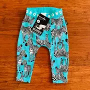 Bonds Zebra Safari Family Teal Green Blue Stretchies Leggings Pants BNWT Sz 00