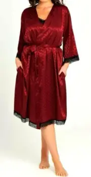 TS TAKING SHAPE plus sz S / 16 Lace Trim Robe silky soft dressing gown NWT!
