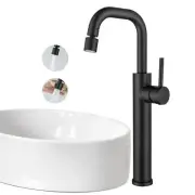 Vessel Sink Faucet Black, 360 Swivel Tall Bathroom Faucet with 2 Spray Modes ...