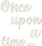 Once Upon a Time Sign for Nursery, Wooden Once Upon a Time Wall Decor Nursery Sign Wood Word Wall Decor Plaque for Reading Library Corner Nook Kids Room Bookshelf Home Décor DIY Decoration