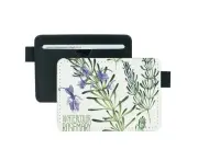 Purple Lavender Watercolor Flower Pocket Leather Wallet Card Holder